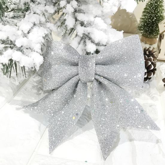 2 шт. Рождественский блестящий бант, многоразовый, сделай сам, украшение для рождественской елки, подарочной коробки, венка, праздничный, золотой порошок, пайетки, большой бант, товары для вечеринки
