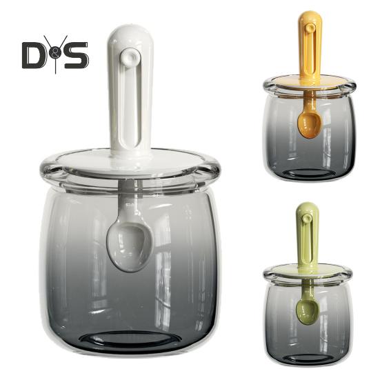 Герметичные стеклянные банки для специй с выдвижной ложкой, герметичные и влагонепроницаемые контейнеры для хранения трав, соли, перца, компактные кухонные органайзеры для