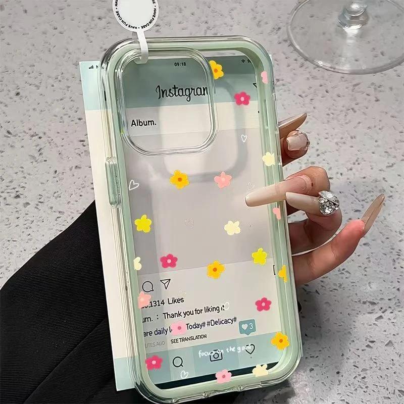 Ins цветной цветок подходит для чехла для мобильного телефона Apple 17promax iPhone16 два в одном 14/15 цветная кромка 13 комплектов