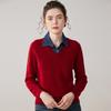 Women's V-Neck Loose Knit Cashmere Sweater - Autumn/Winter Style, Thick Long Sleeve, Slimming and Fashionable