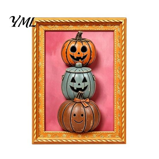 Metal Cabinet Ornaments Halloween Pumpkin Frame Refrigerator Magnet, Vintage Ghost Fridge Waterproof Magnets Whiteboard Decorative Magnet for Holiday