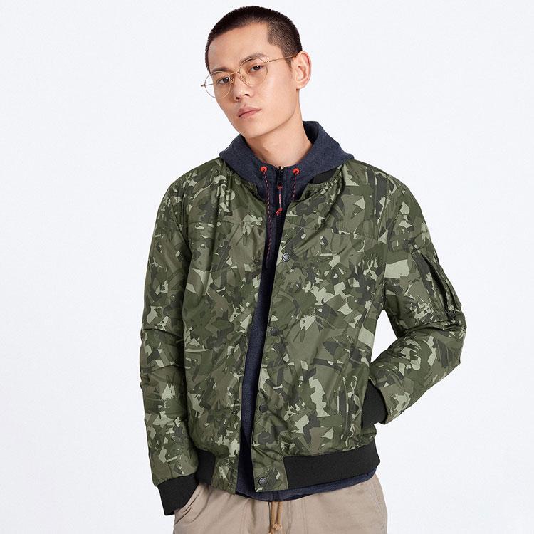 Timberland Куртка мужская короткая повседневная спортивная однобортная с длинным рукавом из хлопка камуфляжная A1YD8W63