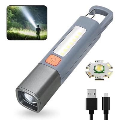 Мини-портативный светодиодный фонарик USB перезаряжаемый с крючком масштабируемый фонарик открытый кемпинг походный аварийный фонарь