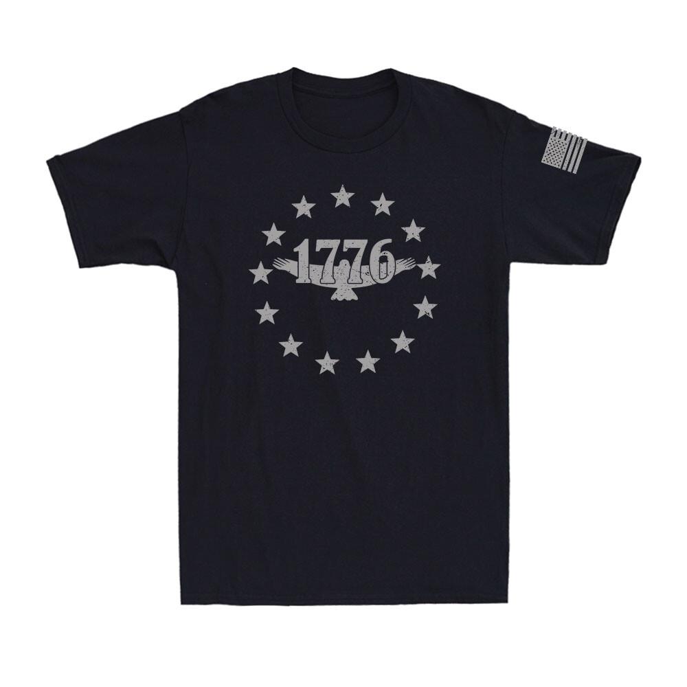 Usa 1776 Distressed Patriotic Tshirt American Flag Vintage Unisexs Tshirt