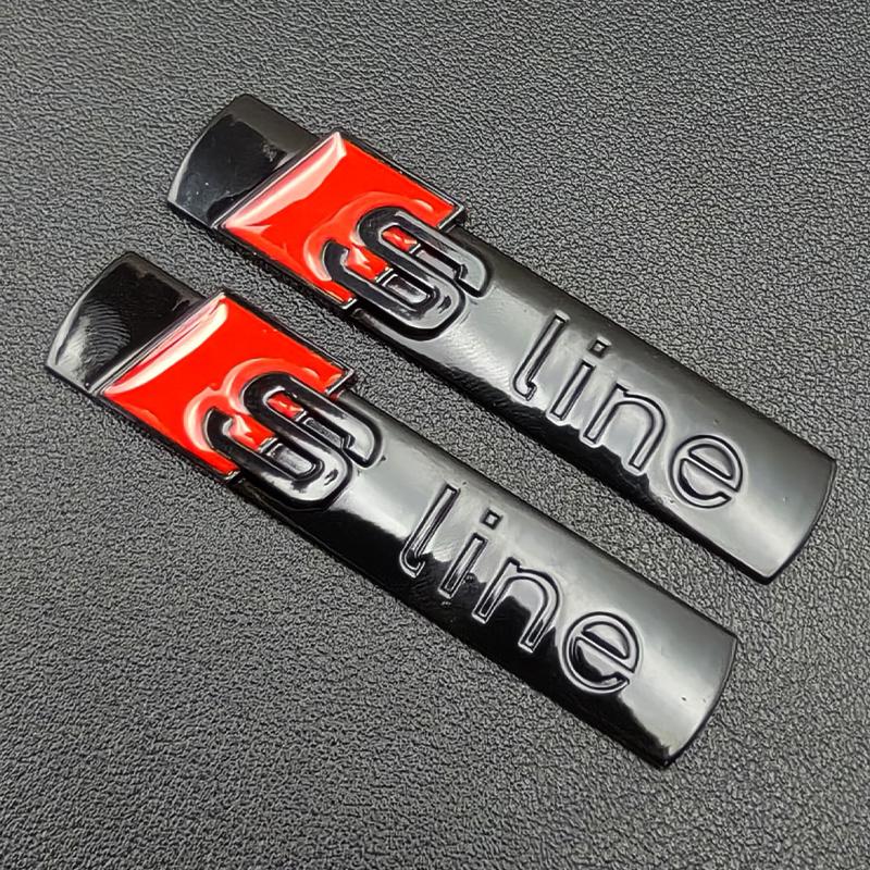 2pcs 3D Metal Sline Logo S LINE Emblem Car Fender Badge Sticker For f2 A1 A2 A3 A4 A5 A6 A7 Q2 Q3 Q5 Q7 SQ5 RS5 TT Accessories