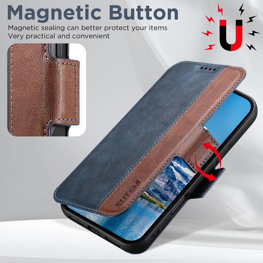 Магнитный кожаный чехол-книжка для iPhone 17 Pro Max/Samsung S25U с беспроводной зарядкой