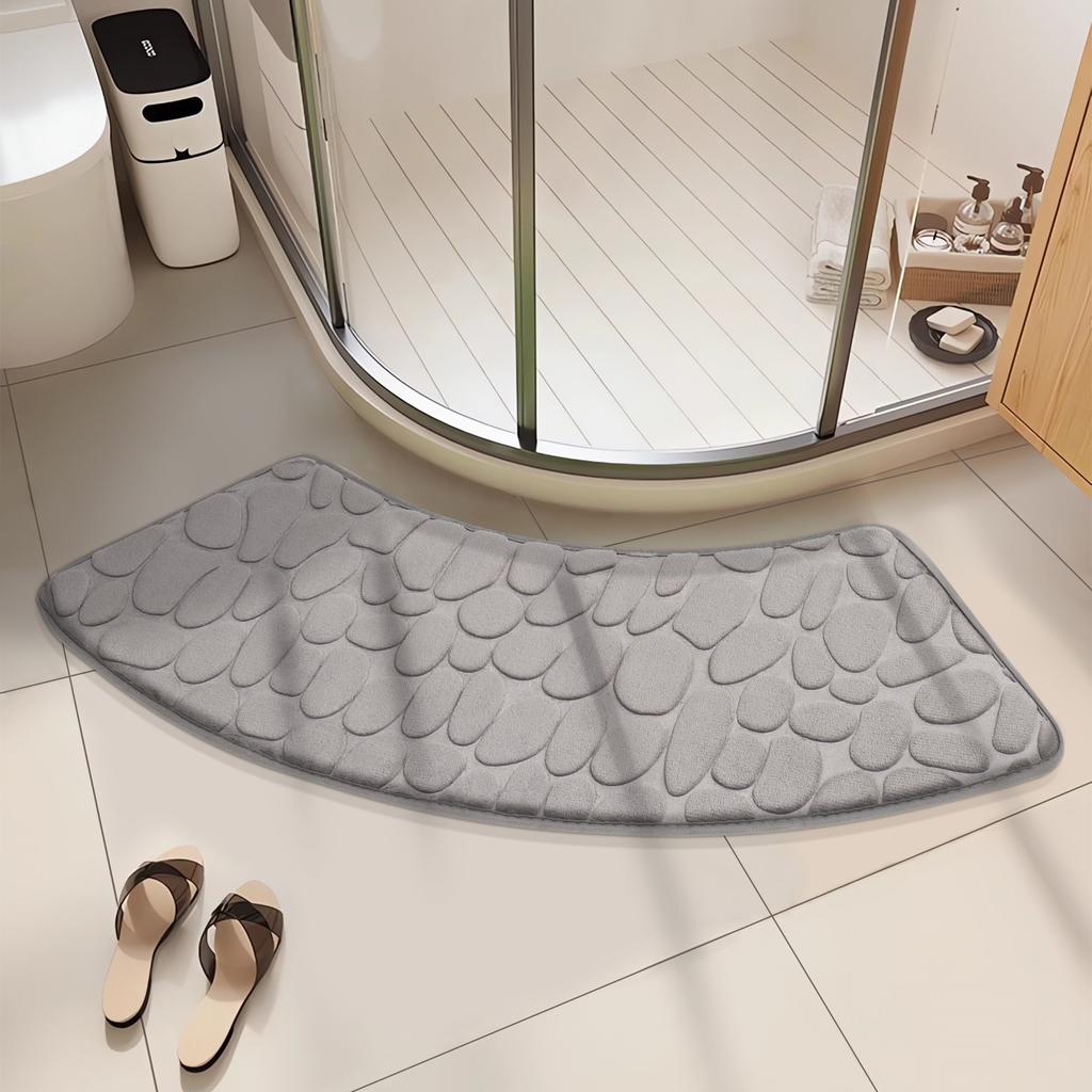 Luxury Curved Bath Rug,Non Slip Soft Absorbent Fanned Shower Mats Washable Bathroom Rug Corner Bath Tub Floor Carpet for Shower
