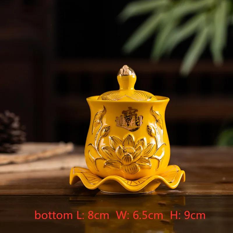 1 шт. Керамическая чаша для святой воды в китайском стиле, кружки для подношения воды в форме лотоса, кружки для воды «Великое сострадание Гуаньинь», буддийские принадлежности