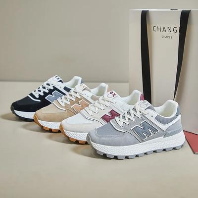 Мода 2025 Женские Весенне-Осенние Новые Корейский Стиль Все-сочетающиеся Повседневные Спортивные Туфли Молодежные Студенческие Кроссовки на Толстой Подошве для Бега