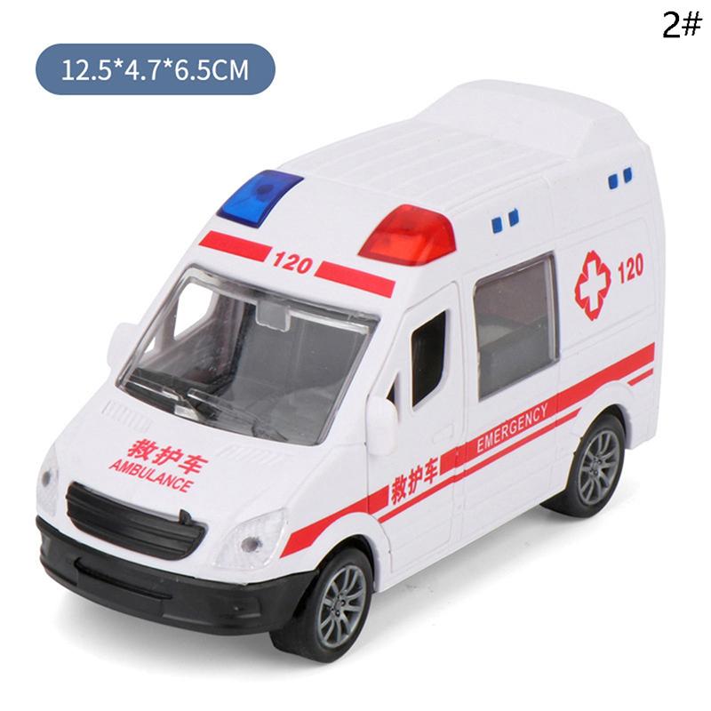 Hospital Rescue Ambulance Police Metal Cars Model Pull Back Sound And Light Alloy Diecast Car Toys For Children Boys Gifts