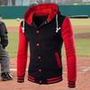 Fashion Men Winter Long Sleeve Varsity Jacket Single-breasted Warm Hoodie Coat