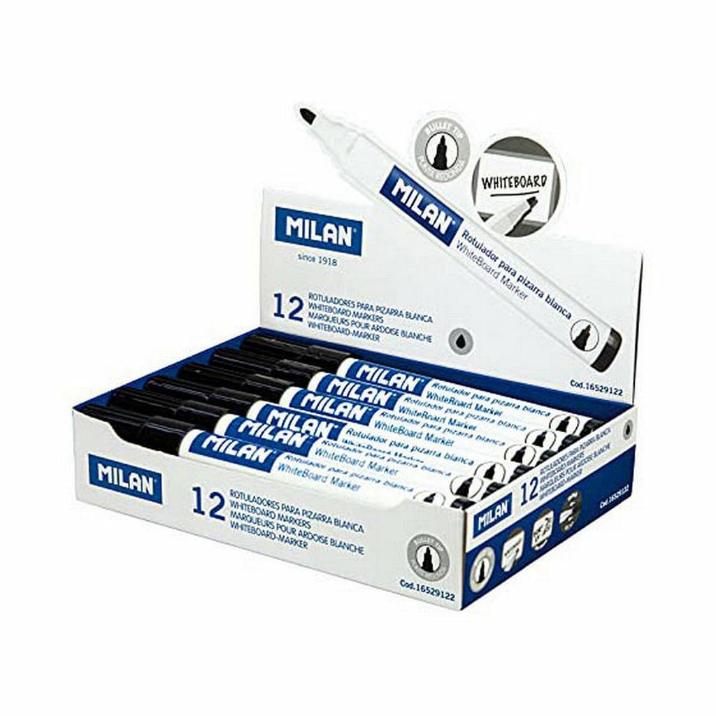 Milan Whiteboard Markers 12 Units Black PVC