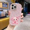 Phone Case: 2D flat design suitable for iPhone 18 17 16 15 14 13 Pro, couple style, pink heart little bear, Christmas and Halloween gift