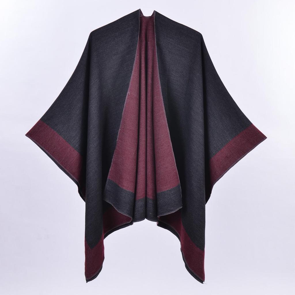 Women's Versatile Solid Color Spring Scarf Shawl - Imitation Cashmere Poncho for All Seasons