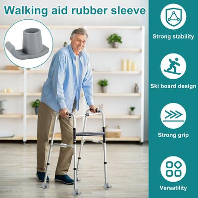 2 шт. резиновые накладки на лыжи для ходунков, прочные вспомогательные аксессуары для ходунков, многоразовая деревянная палка, вспомогательный аксессуар для передвижения, черный цвет