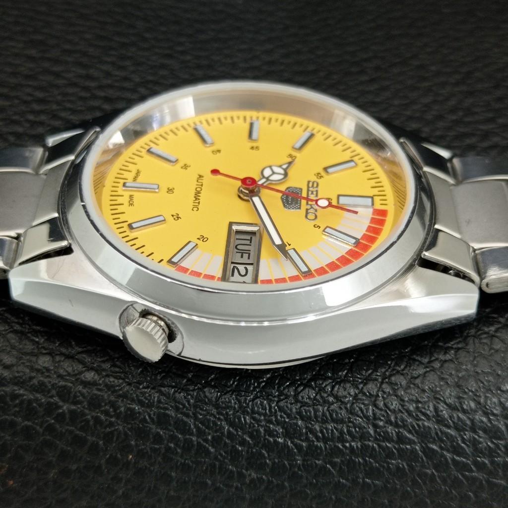 ВИНТАЖНЫЕ ОТРЕМОНТИРОВАННЫЕ МУЖСКИЕ АВТОМАТИЧЕСКИЕ ЧАСЫ SEIKO 5 ЯПОНИЯ ЖЕЛТЫЙ ЦИФЕРБЛАТ a446146-1