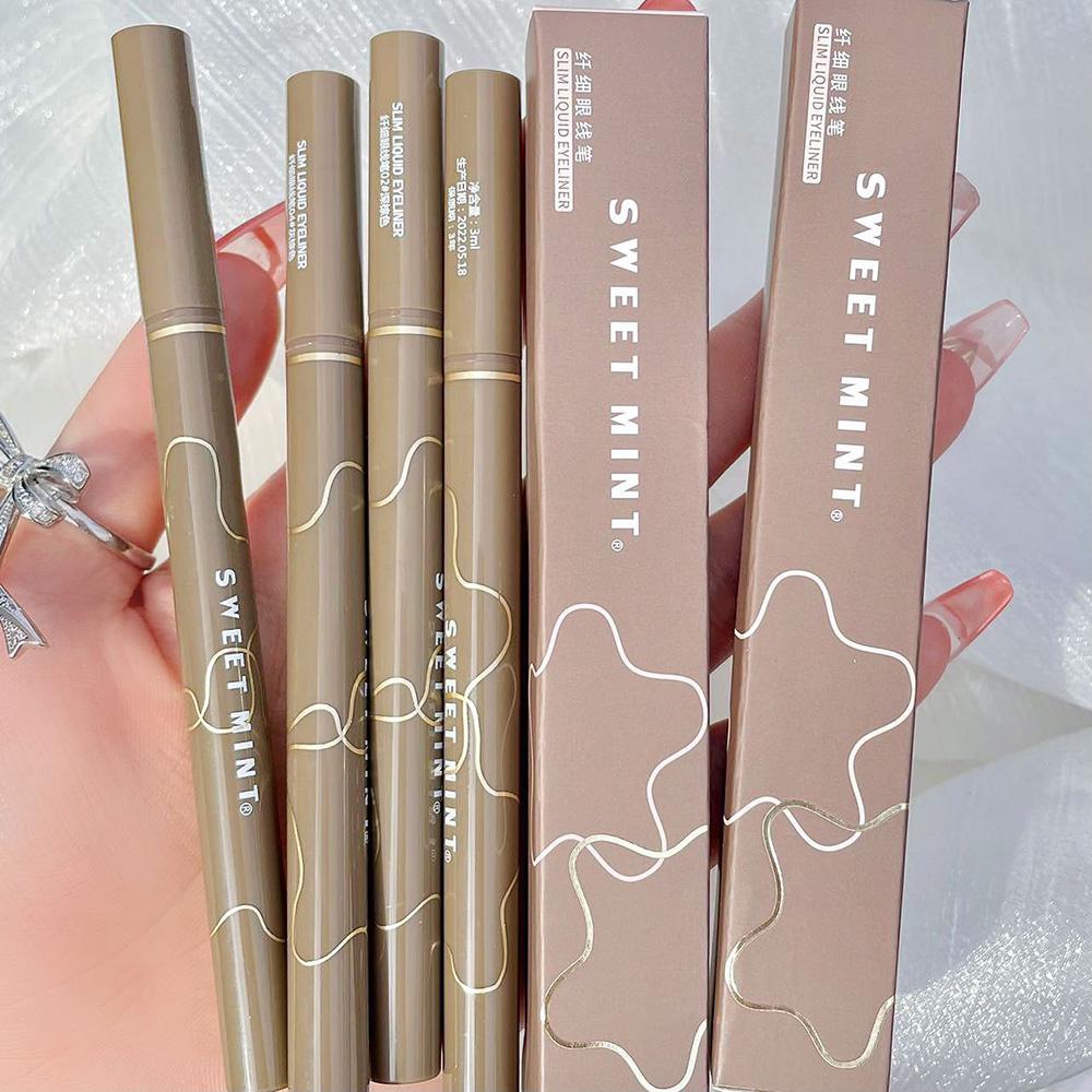 Ультратонкая водостойкая жидкая подводка для глаз, корейский макияж для женщин, быстросохнущая, гладкая подводка для глаз, долговечная ручка для нижних ресниц, косметика