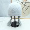 Russian rabbit velvet warm knitted hat winter fringed warm soft waxy rabbit fur ear protection hat outdoor bag head wool hat