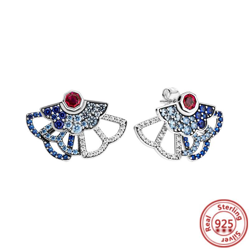 925 стерлингового серебра Шарм Двойной обруч Вечные Серьги Сердце Женская мода Подвеска Сверкающий Паве Серьги-гвоздики Подарки