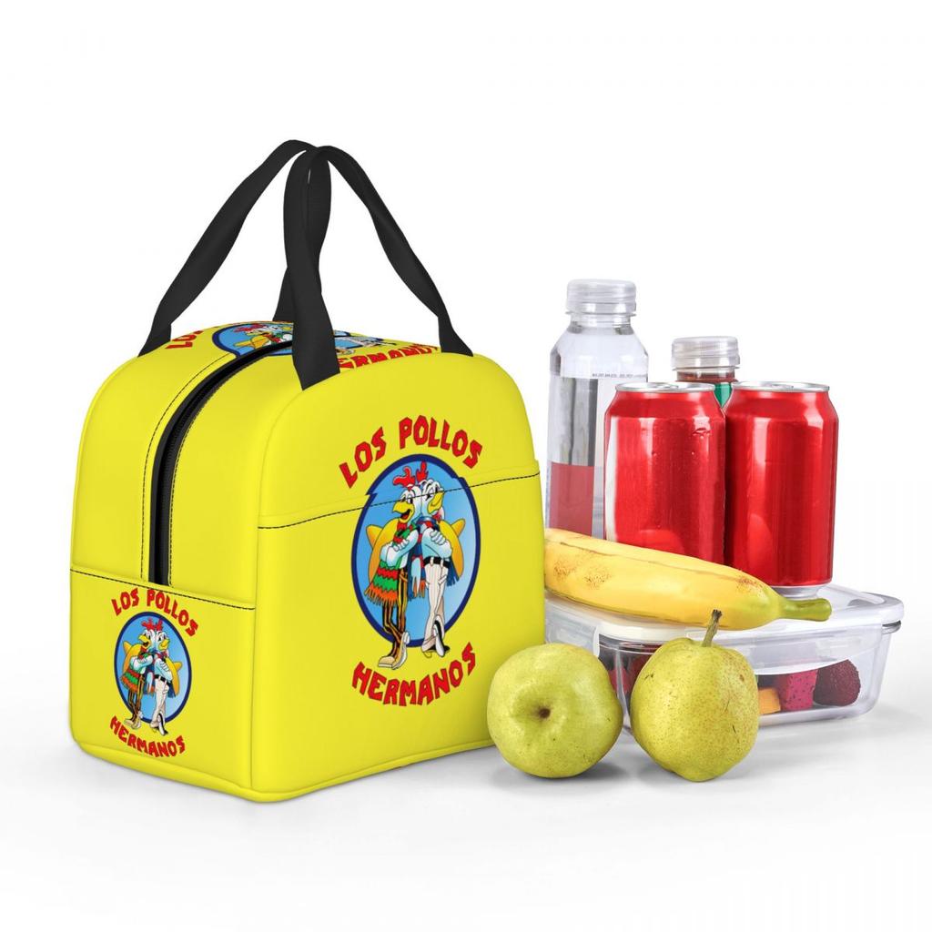 Distressed Breaking Bad Resuable Lunch Box for Women Multifunction Los Pollos Hermanos Cooler Thermal Food Insulated Lunch Bag