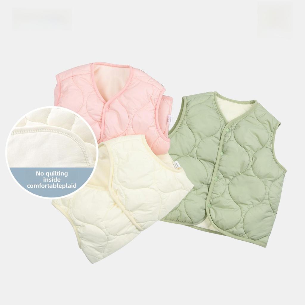 Cozy Quilted Baby Vest - Thick, Warm, Plus Velvet Outerwear for Spring & Autumn