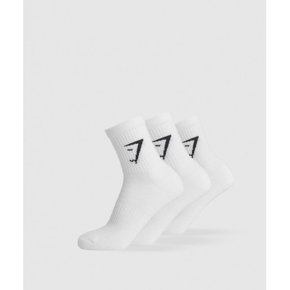 Gymshark Носки Midi 3pk белые I3a6z Wb57