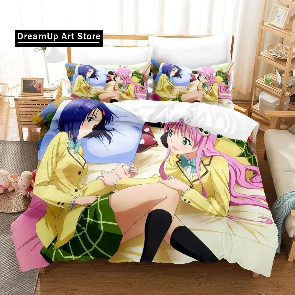 Аниме Yami To LOVE Ru Постельный набор Пододеяльник Комплект постельного белья Покрывало Наволочка Одеяло Кинг Размер Королева Размер Мальчики Взрослый Домашний текстиль