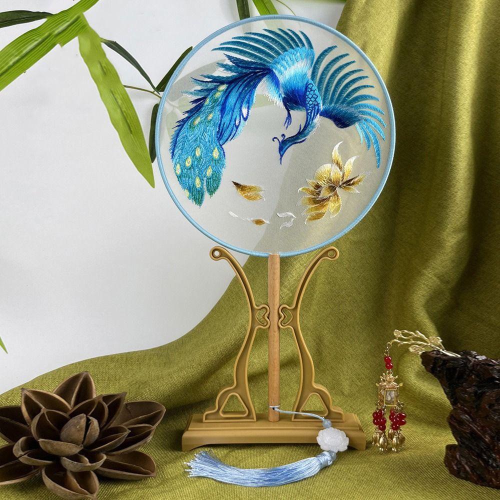 Креативный вышитый шелковый веер с милой пандой, веер Hanfu Tuan, подарочный вышитый круглый веер, украшения для дома