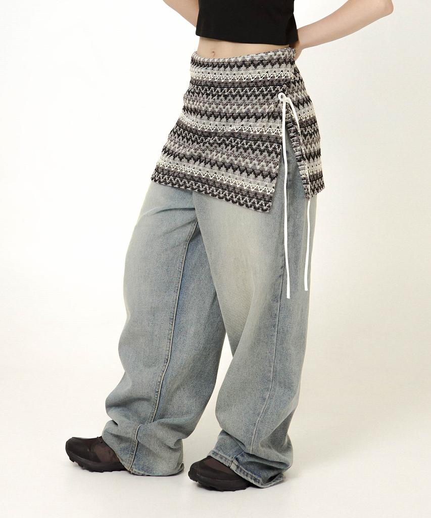 Siest Ethnic Short Wrap Skirt Gray