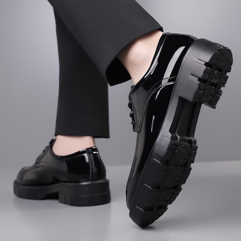 Модная мужская кожаная обувь на толстой подошве, официальный дизайн в стиле дерби, для бизнеса, вечеринок, высокое качество, черная, для взрослых, увеличивающая рост, новая