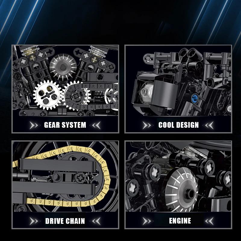 586 шт. Классические блоки для строительства мотоциклов, гоночные кирпичи для мотоциклов, рождественские подарки, игрушки