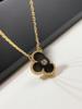 V Gold Four-Leaf Clover Necklace: 18K Gold-Plated, White Mother-of-Pearl & Rose Gold Pendant, Elegant Women's Accessory.