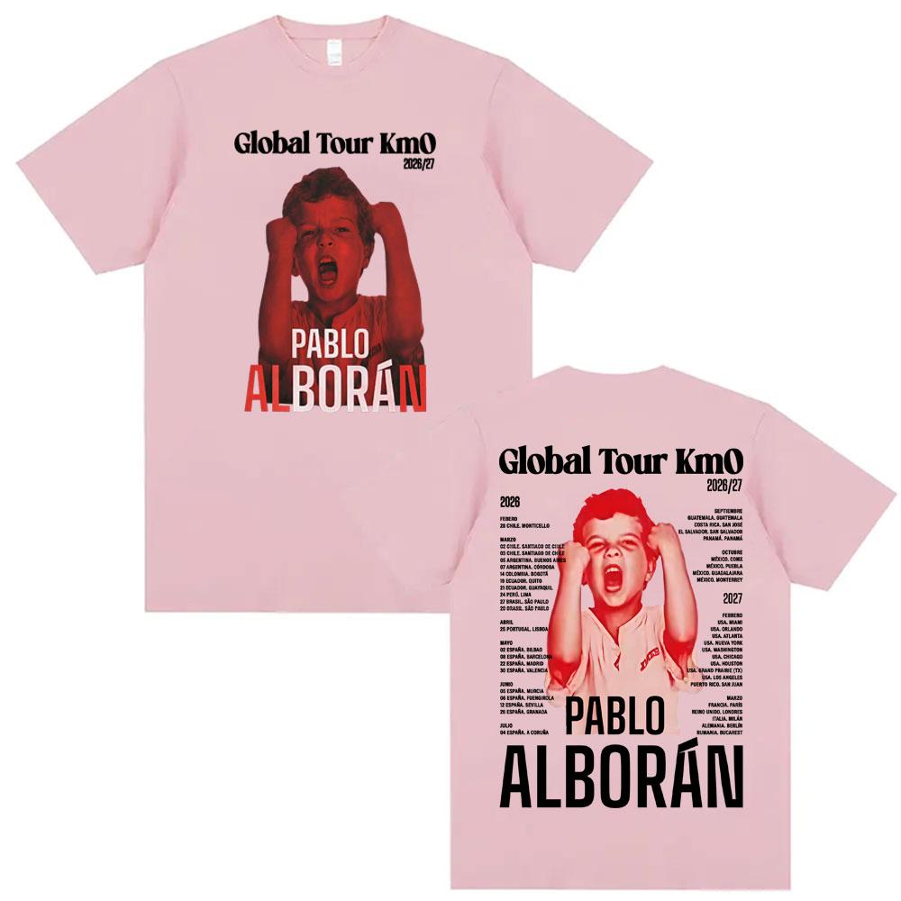 Pablo Alborn Global Tour Kmo 20262027 Double Sided Print Tee Shirt Unisex Women Fashion Retro Gothic Oversized Tshirt Streetwear