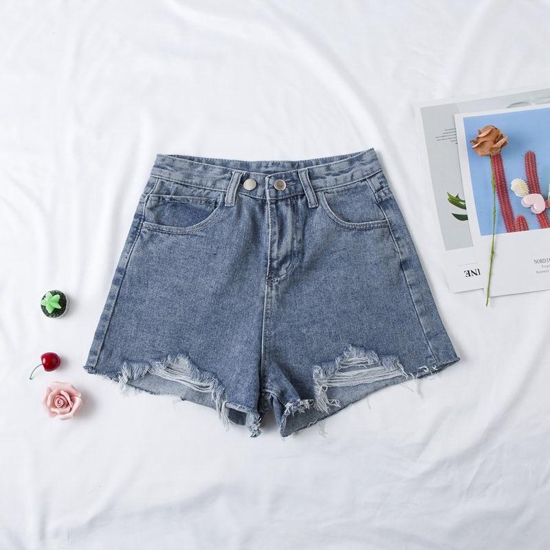 Брюки модные универсальные женские с дырками, черные, серые, с высокой талией, свободные, тонкие, трапециевидные, широкие брюки, необработанные края, летние джинсовые шорты, индивидуальность