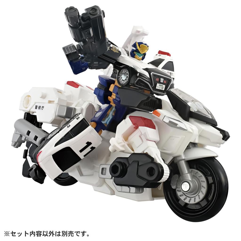 Takara Tomy Tomica Работа Труд TJBDX Восходящий Полицейский Смелый Дека Райд Броня Белый Мотоцикл DX Набор Миниатюрная Машинка Игрушка (3 года и старше)