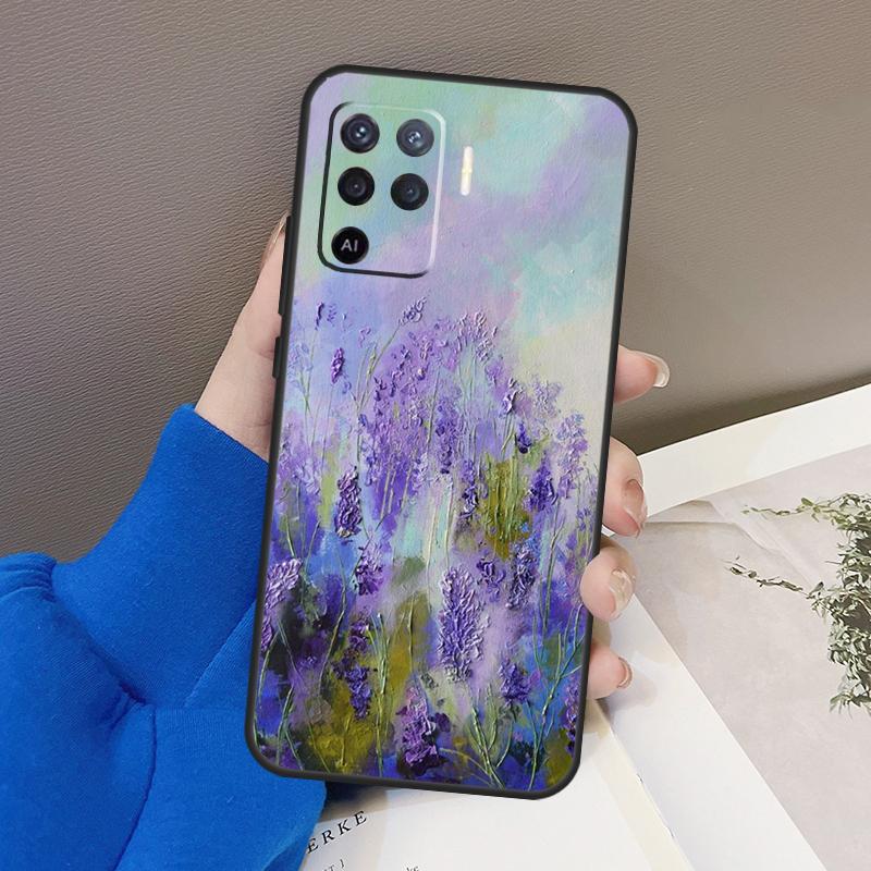 Чехол с фиолетовым лавандовым цветком для Oppo A77 A57 A17 A60 A80 A40 A74 A54 A94 A78 A98 A18 A38 A58 A96 A76 A16 A15 A5 Pro