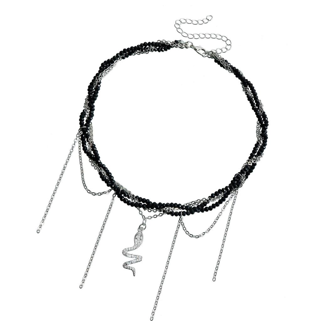 Модное прочное ожерелье из стеклянных кристаллов с крестами, стильными стразами на элегантной цепочке-змейке