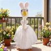Yousheng 1 комплект Наряд гуся-кролика для крыльца Костюм пасхального кролика-гуся Шляпа с кроличьими ушками Бабочка Платье Одежда для 23-дюймового высокого цементного или пластикового гуся для газона