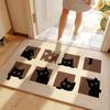 Entry Door Mat Cartoon Black Cat Square Floor Mat Entrance Non Slip Water Absorbent Easy To Clean Doormat Home Decoration