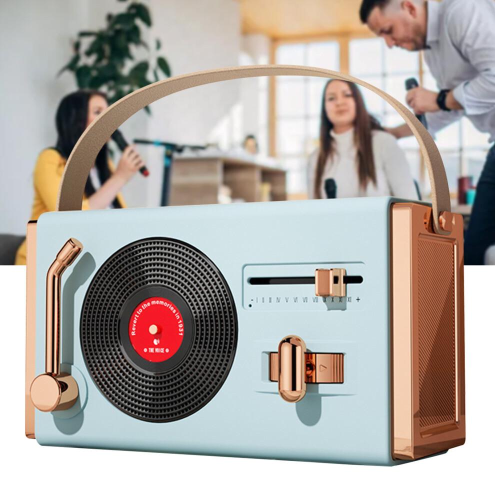 Tragbarer Retro-Bluetooth-Lautsprecher, Hohe Klangqualität, Blau, ABS