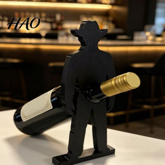 Dining Room Table Centerpiece 3D Printed Cowboy Wine Rack, Creative Bottle Holder, Stable Desktop Tasting Gift Art Ornament for Home Kitchen