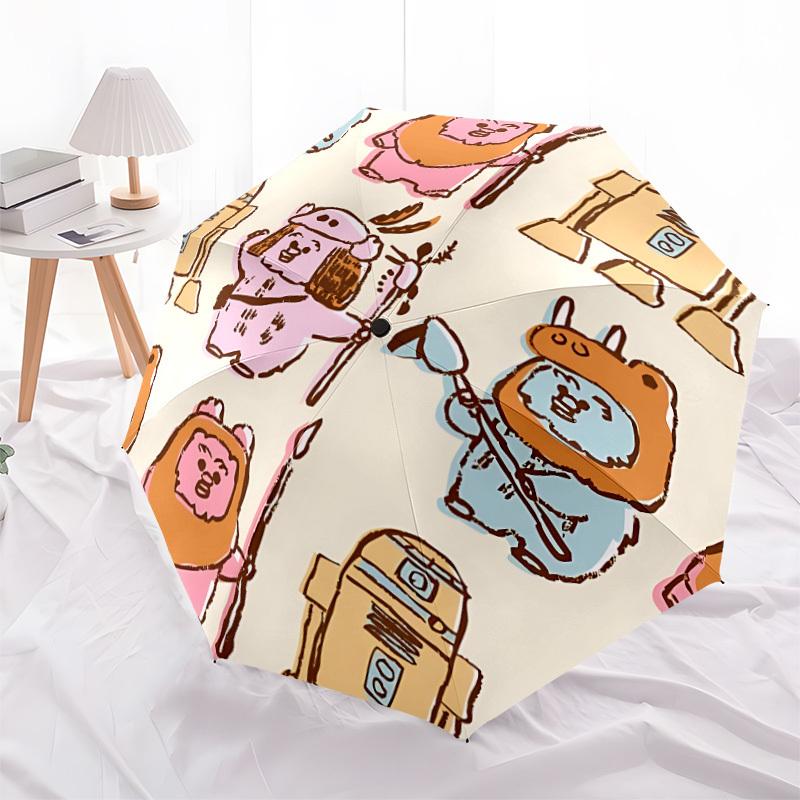 1pc Cartoon Illustration Art Automatic Open/close Umbrella, 8-Rib sturdy structure, Auto Folding/Opening, Portable Travel Umbrella for Women,242