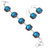 Swiss Blue Quartz Gemstone Jewelry Bracelet &Earring 7-8''