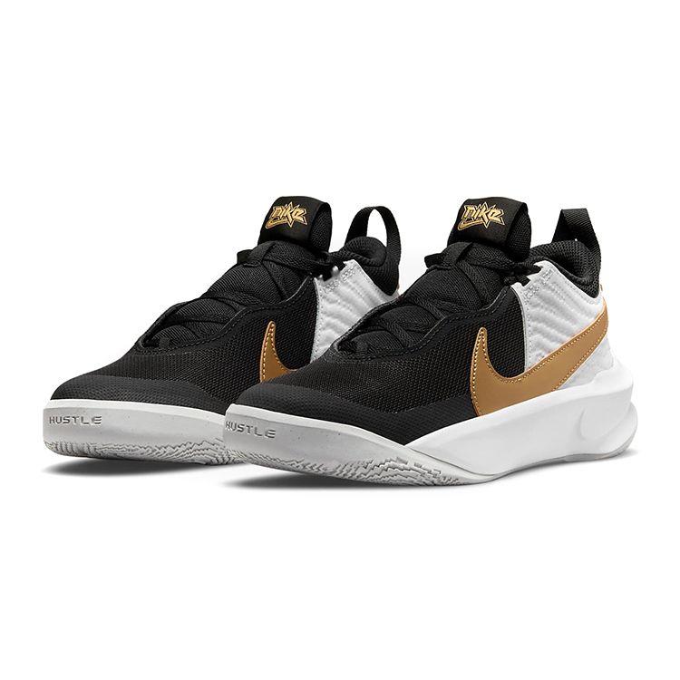 Nike Детские кроссовки Team Hustle D10 GS Black Metallic Gold White Photon-Dust CW6735-002