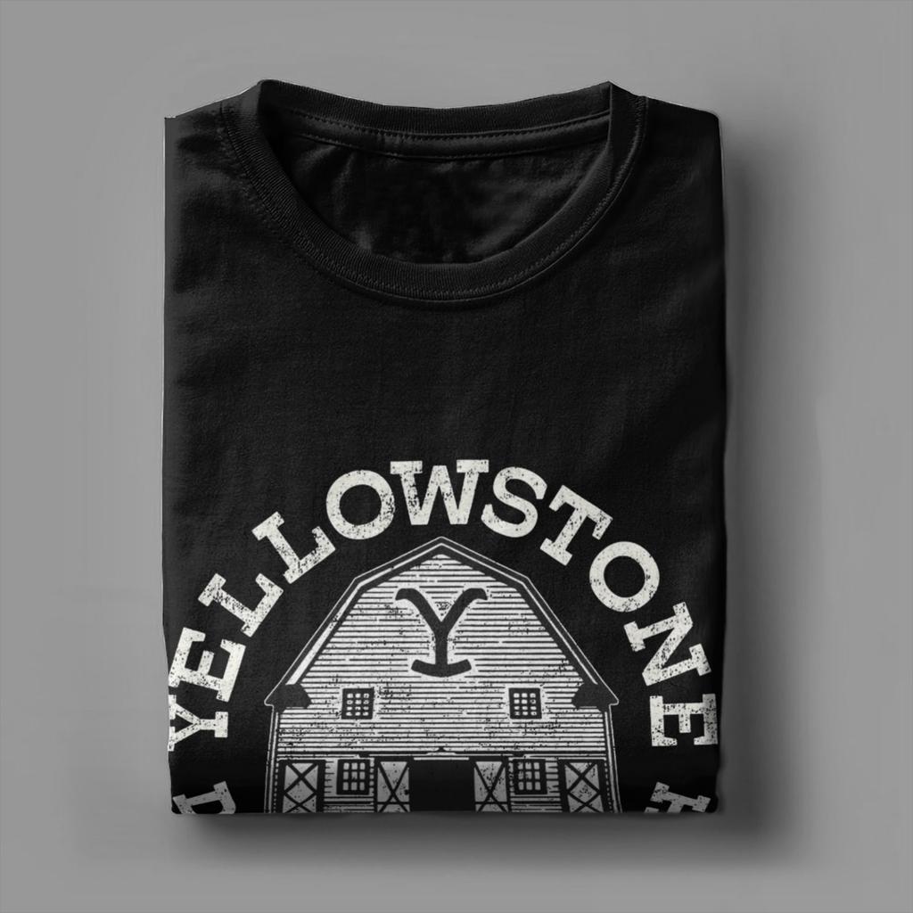 Мужские футболки Yellowstone Dutton Ranch Montana Rustic Vintage для отдыха из чистого хлопка с круглым вырезом и коротким рукавом с принтом