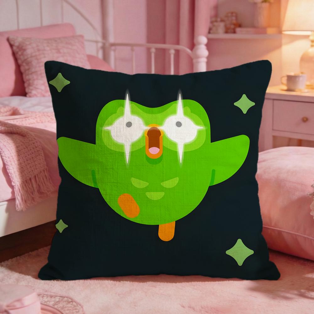 DDuolingos Cute Cartoon Cushion Cover Premium Comfort Reversible Pillow Cove Two In One Design For Any Room Car Interior