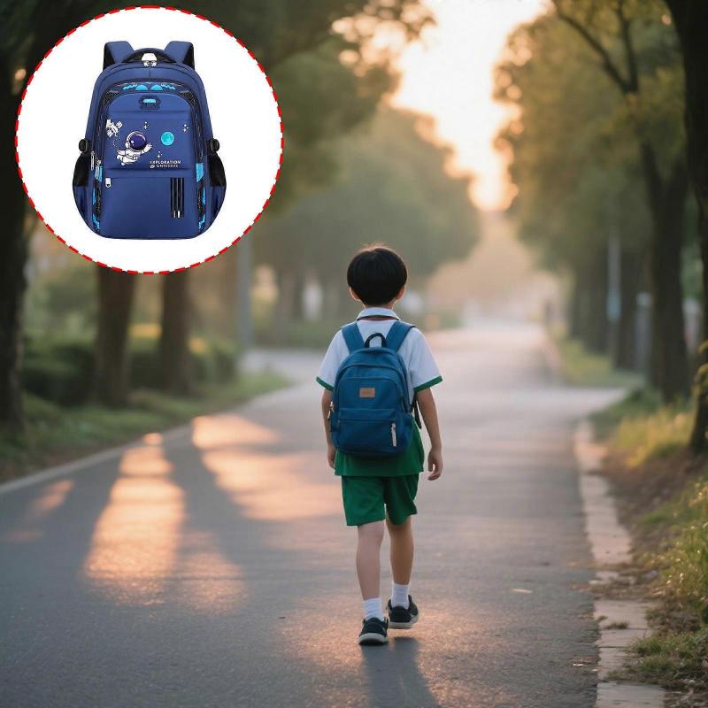 Kids Astronuter Style Backpacks With Spacious Interior Tear Resistant Oxford Cloth School Bag Casual Daypack for Kids Green