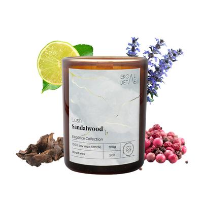 Świeca Sojowa Sandalwood Drzewo Sandałowe, Wanilia, Paczula 190G Ekodetale