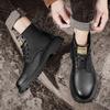 Модные черные мужские ботинки из натуральной кожи, всесезонные, модные, новые, повседневные, высокие, на толстой подошве с противоскользящим эффектом, увеличивающие рост
