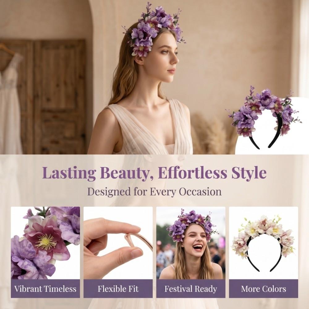 Elegant Artificial Flower Headband Bohemian Style Lightweight Monarch Butterfly Fascinator Handmade Floral Hair Accessory Party